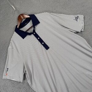 Ralph Lauren RLX Golf Shirt Mens 2XL Striped Blue White Polo Performance
